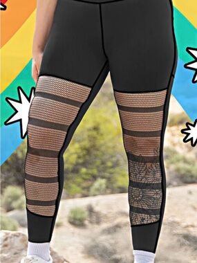 POP Fit Black Mesh Paneled Leggings size 4x